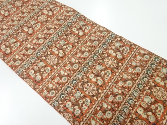 JAPANESE KIMONO / VINTAGE NAGOYA OBI / WOVEN STRIPE & FLOWER ARABESQUE